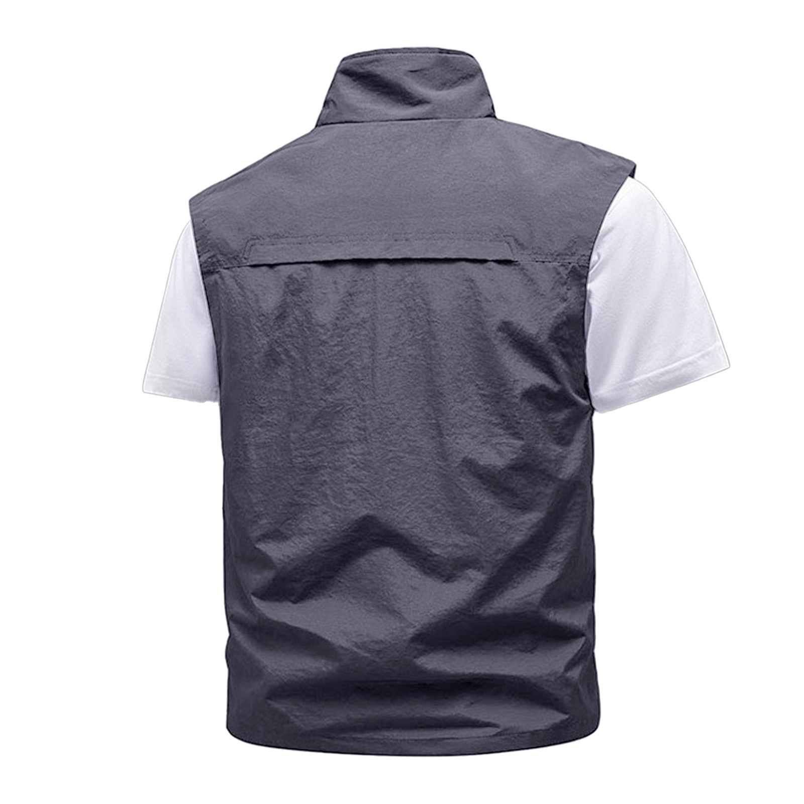 thumbnail image 4 of Chaleco ligero de softshell para hombre, chaqueta utilitaria para actividades al aire libre y viajes, cuello alto, múltiples bolsillos, para senderismo/running (XL-XXXXXXL), 4 of 4